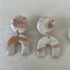 Polymer Clay earrings. Opal, Beige, Rose Gold, Pearl. Handmade new.